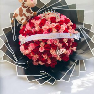 ramo de 200 rosas con peluche de vaquita